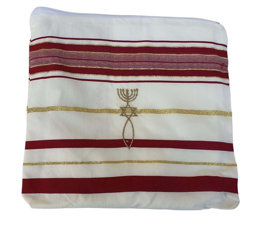 Tallit maroon messianic - tallit,